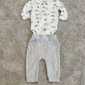 Baby Farm Animal Outfit Set - White and Gray